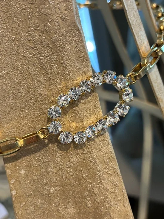 Gold YOCHI NY Chain Belt with Crystal Oval Accents - Picture 3 of 4